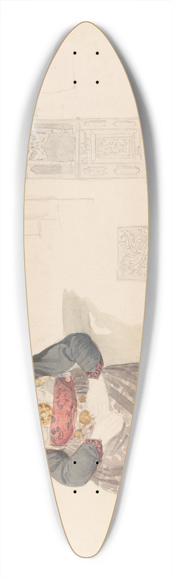 Adolph Tidemand - Sittende kvinne, Dalen i Eidsborg; interir med hjrneskap 39.3 inch art pintail longboard deck