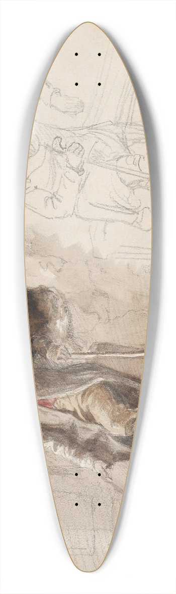 Adolph Tidemand - Sittende mann, Ambjrby; sittende mann, Mitanderfors 39.3 inch art pintail longboard deck