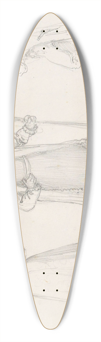 Adolph Tidemand - Three male figures 39.3 inch art pintail longboard deck