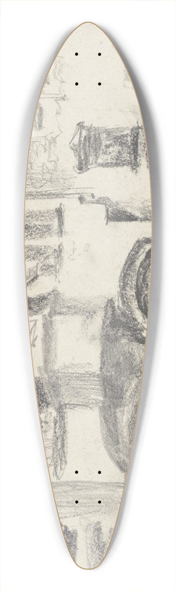 Adolph von Menzel - House in Brixen 39.3 inch art pintail longboard deck