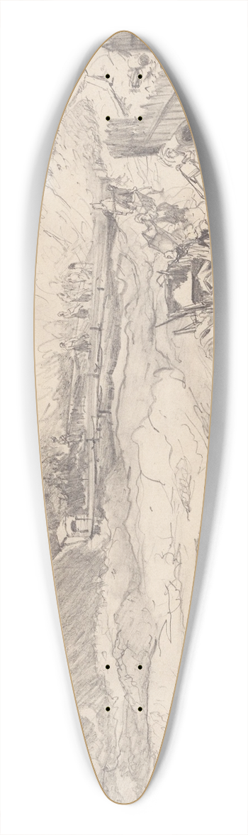 Adolph von Menzel - Open pit mine in Knigshtte 39.3 inch art pintail longboard deck