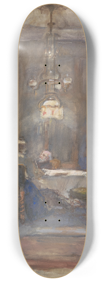 Barbara Elisabeth van Houten - De huiskamer aan de Riouwstraat te Den Haag, bij avond 8.25 inch art skate deck