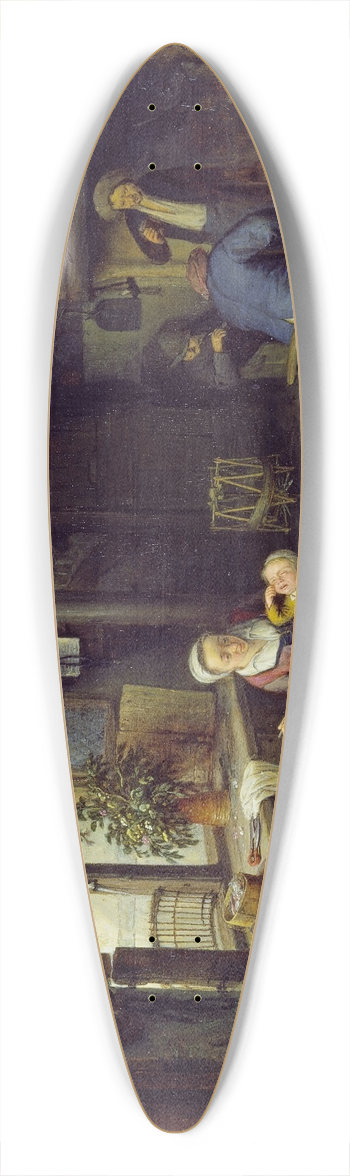 Adriaen van Ostade - Interior with Peasants 39.3 inch art pintail longboard deck
