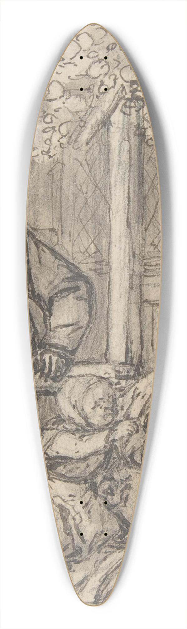 Adriaen van Ostade - Mother and Child with a Doll 39.3 inch art pintail longboard deck