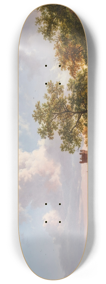 Barend Cornelis Koekkoek - A panoramic landscape with a view on the Middle-Rhine with a castle 8.25 inch art skate deck