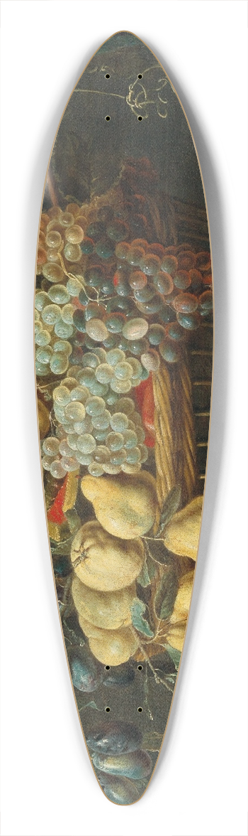 Adriaen van Utrecht - Still life of a basket of fruit with a parrot 39.3 inch art pintail longboard deck