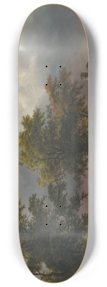 Barend Cornelis Koekkoek - A wooded landscape 8.25 inch art skate deck