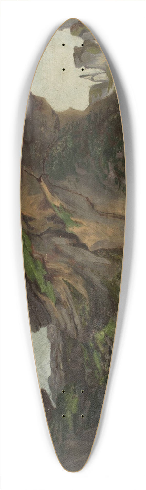 Adrian Gbocki - Landscape  Bobolice and Mirw 39.3 inch art pintail longboard deck
