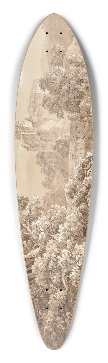 Adrian Zingg - Fishermen on the River Zschopau by Kriebstein Castle, Saxony 39.3 inch art pintail longboard deck