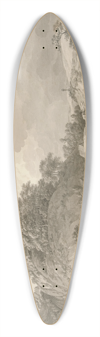 Adrian Zingg - View of Nossen Castle inSaxony 39.3 inch art pintail longboard deck
