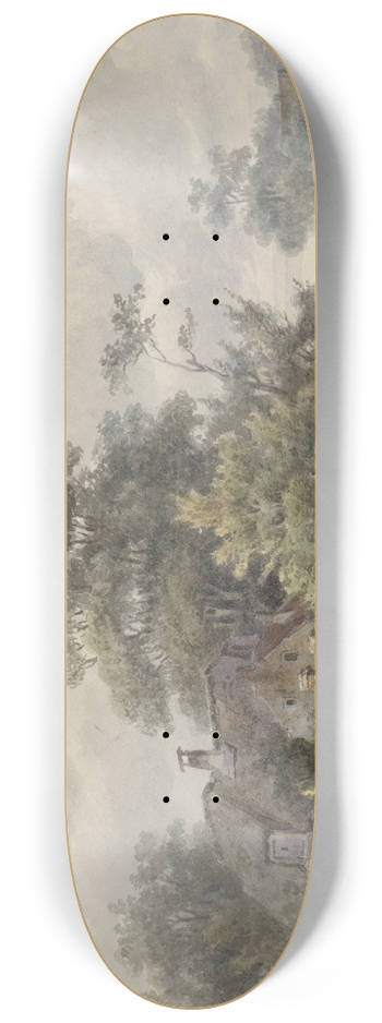 Barend Cornelis Koekkoek - Landschap met stenen brug bij een huis 8.25 inch art skate deck