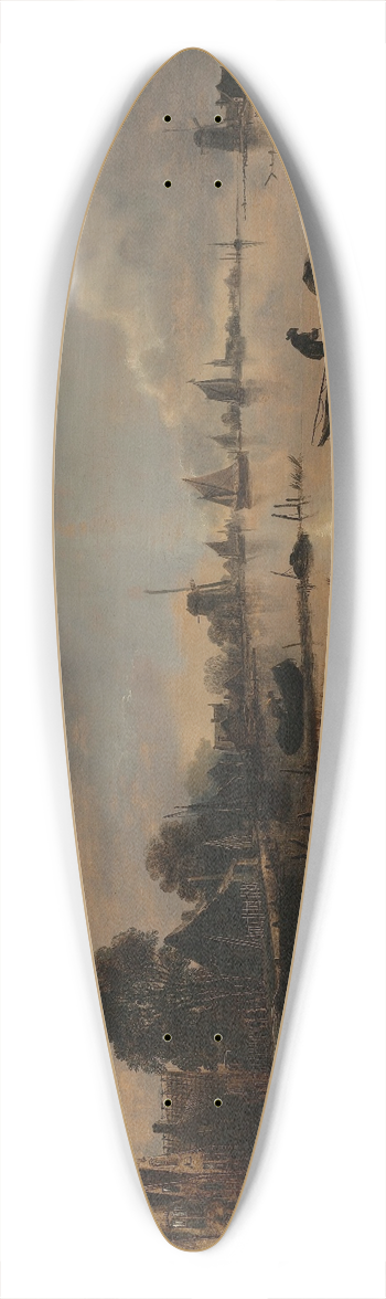 Aert van der Neer - River View by Moonlight 39.3 inch art pintail longboard deck