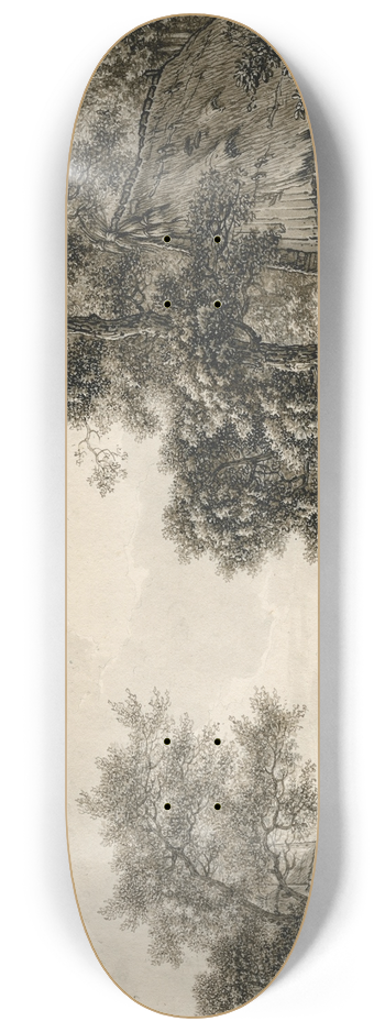 Barend Hendrik Thier - Landscape with horses 8.25 inch art skate deck