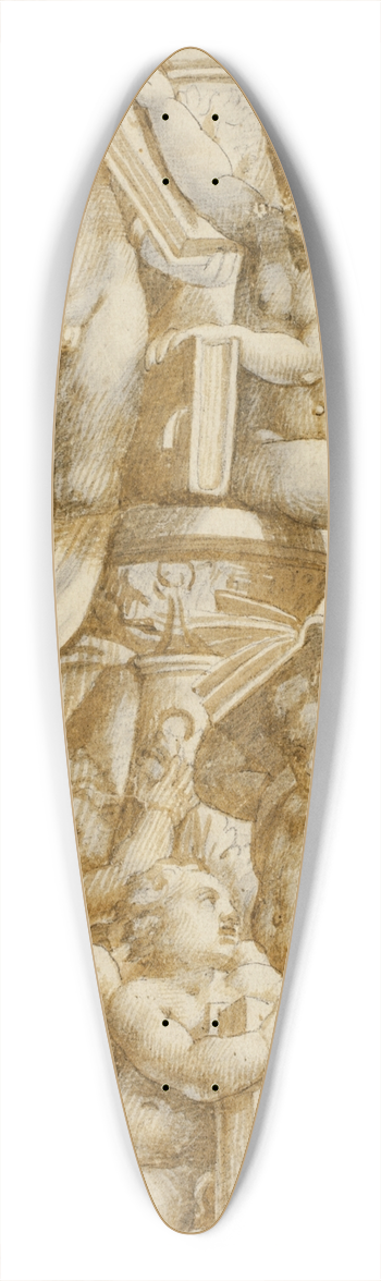 After Bernardino Gatti - Five Putti with Books 39.3 inch art pintail longboard deck