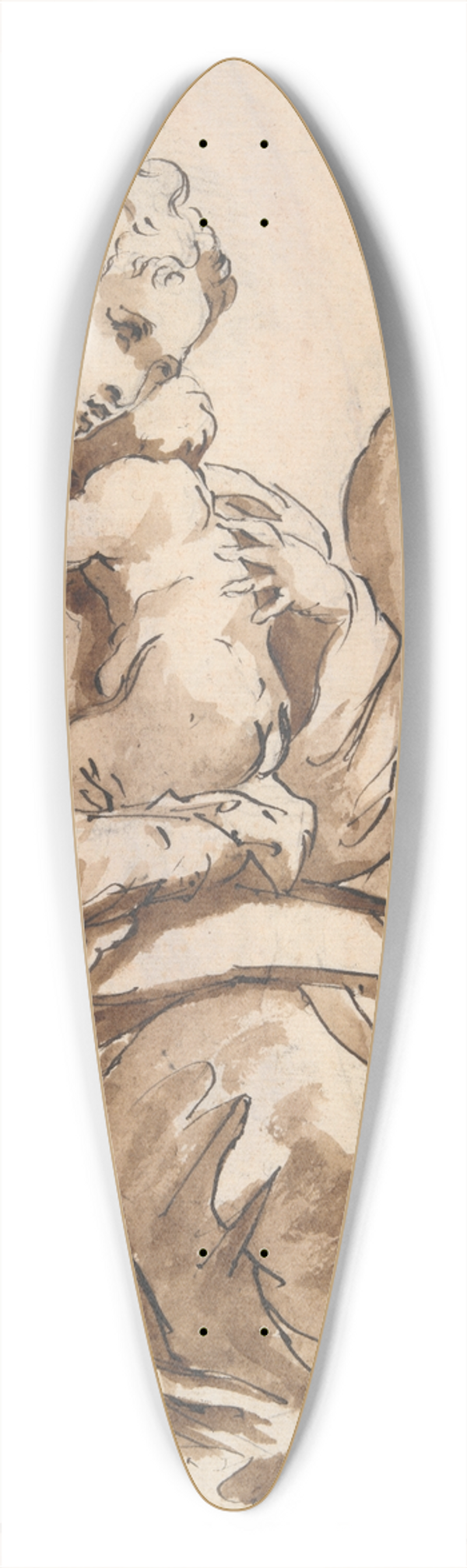 Agostino Carracci - The Holy Family (recto); Study of a Leg(verso) 39.3 inch art pintail longboard deck