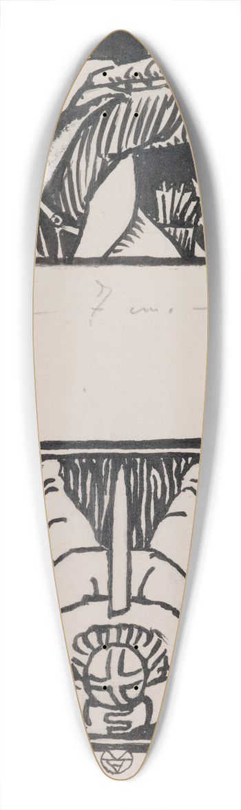 Akseli Gallen-Kallela - Koru-Kalevala, The Illustrated Kalevala; Poem XXXVI opening vignette (not final version), end vignette. 39.3 inch art pintail longboard deck