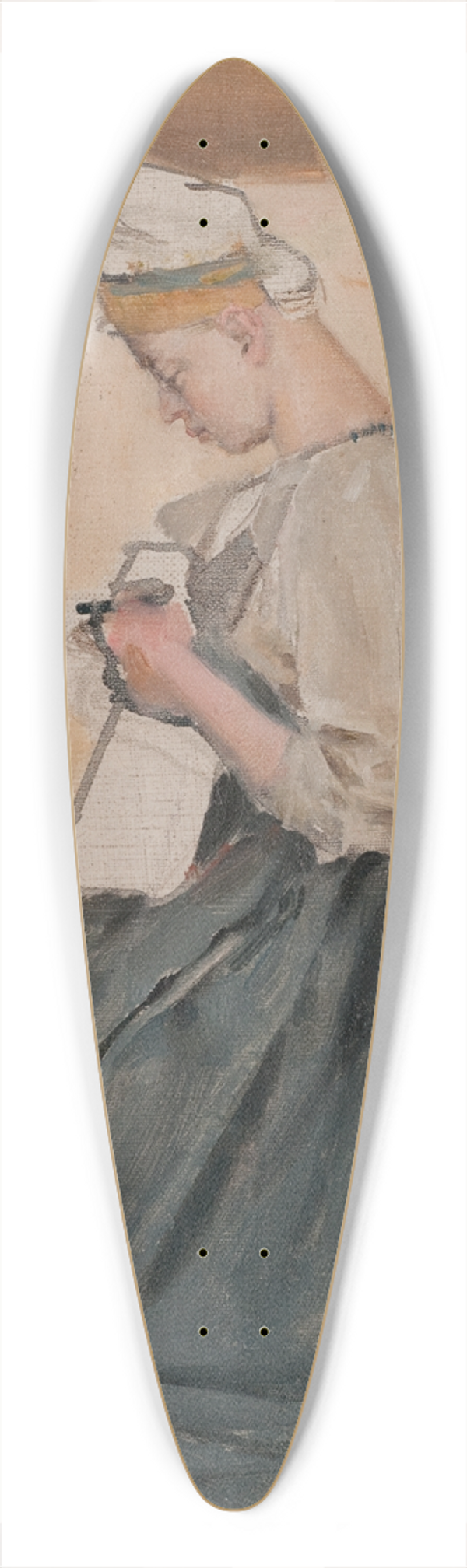 Akseli Gallen-Kallela - Mary Gallen sewing in a Carelian home 39.3 inch art pintail longboard deck