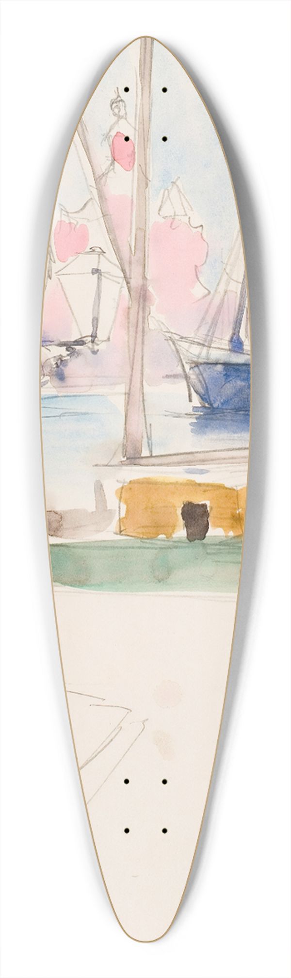 Akseli Gallen-Kallela - Ships in the South Harbor, sketch 39.3 inch art pintail longboard deck