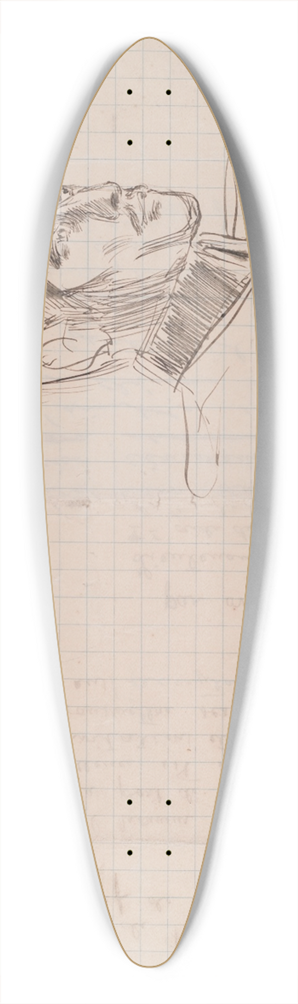 Akseli Gallen-Kallela - Sketch of Edvin Bertel Rosenbrijer, Adjutant for Marshal Carl Gustaf Emil Mannerheim 39.3 inch art pintail longboard deck