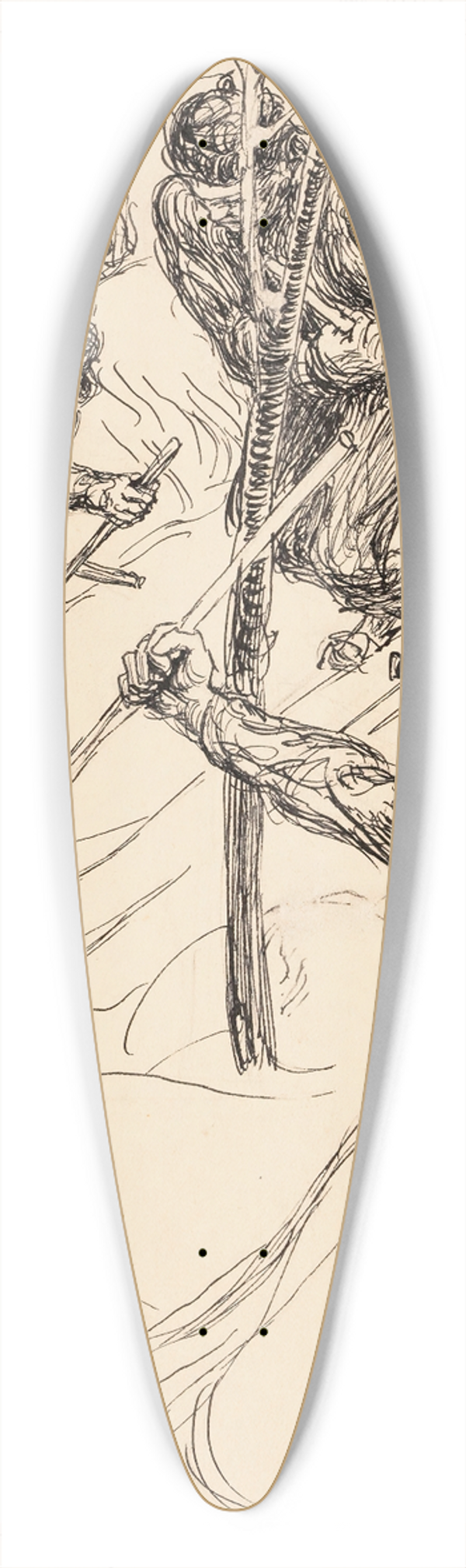 Akseli Gallen-Kallela - The Brothers Skiing 39.3 inch art pintail longboard deck