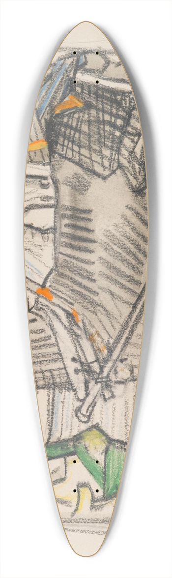 Akseli Gallen-Kallela - The Great Kalevala, Poem III, sketch, horses and riders meet 39.3 inch art pintail longboard deck