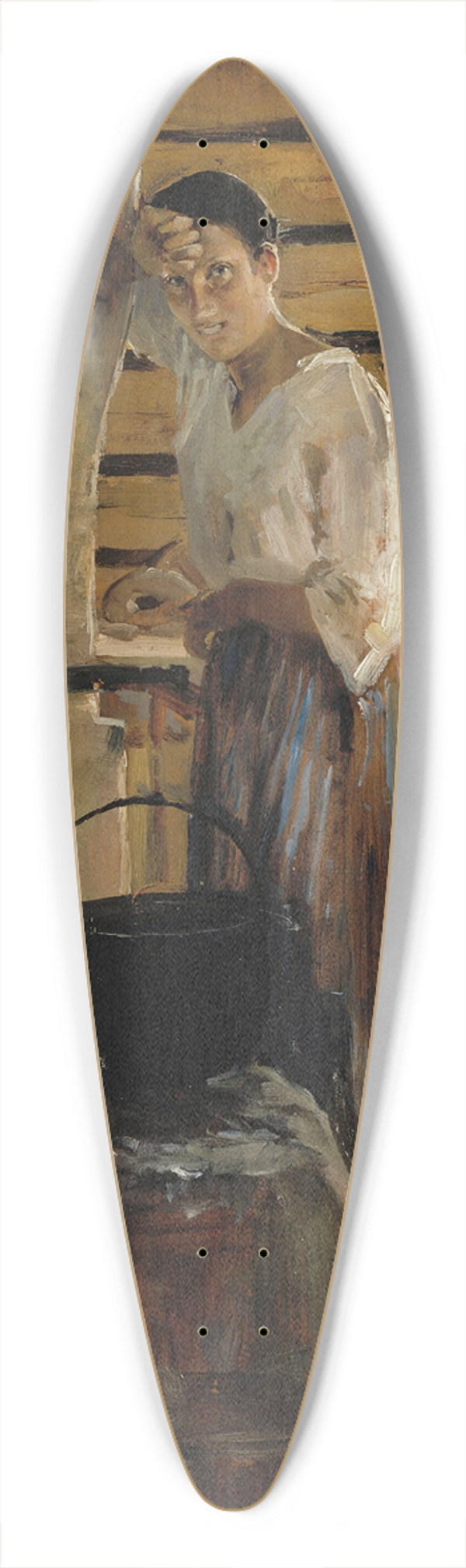 Akseli Gallen-Kallela - Woman Cooking Whitefish 39.3 inch art pintail longboard deck