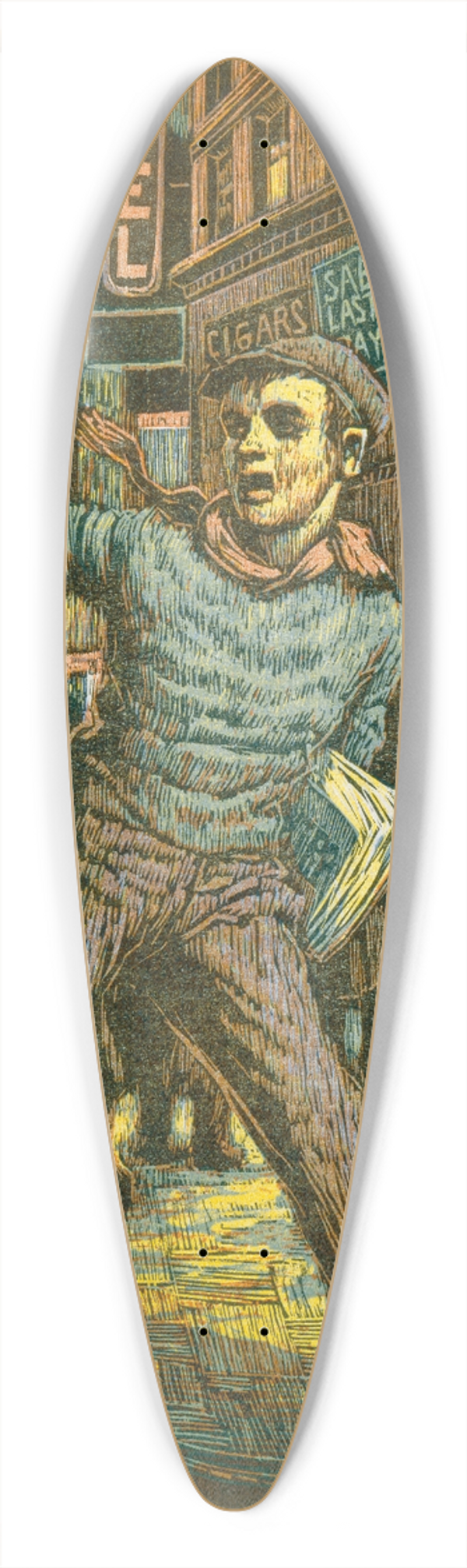 Albert Abramovitz - Wuxtry! 39.3 inch art pintail longboard deck