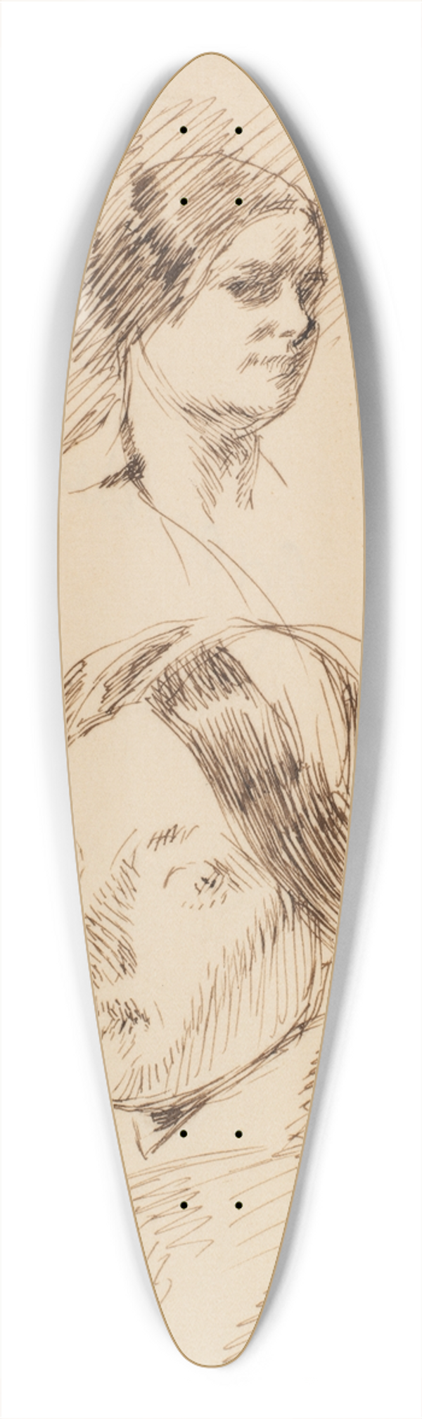 Albert Besnard - Three Portrait Heads of a Woman 39.3 inch art pintail longboard deck