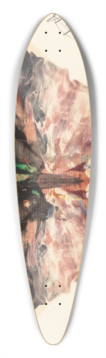 Albert Bierstadt - Pink Butterfly 39.3 inch art pintail longboard deck