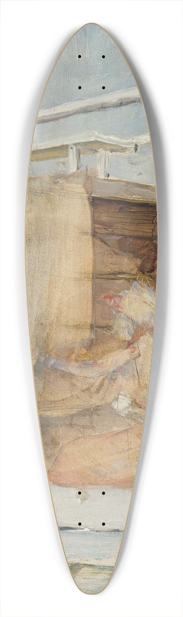 Albert Edelfelt - A woman in a boat at the pier 39.3 inch art pintail longboard deck