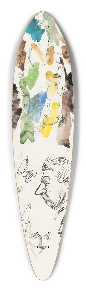 Albert Edelfelt - Caricatures 39.3 inch art pintail longboard deck