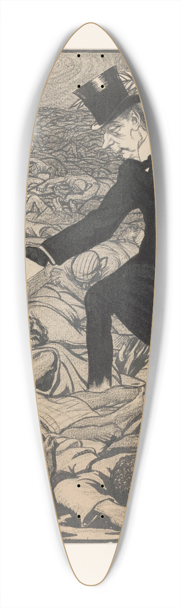 Albert Hahn - Ontwerp voor een politieke spotprent op zendingswerk 39.3 inch art pintail longboard deck