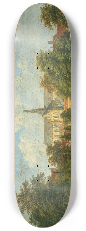 Bartholomeus Johannes van Hove - A view of Sint Bavokerk Church (Grote Kerk) in Haarlem 8.25 inch art skate deck