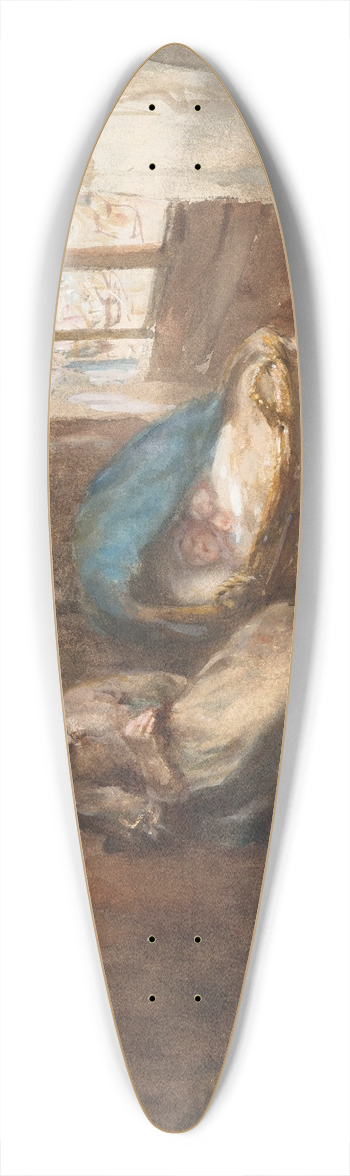 Albert Neuhuys - Interieur met een vrouw bij een wieg en een jongetje op de grond 39.3 inch art pintail longboard deck