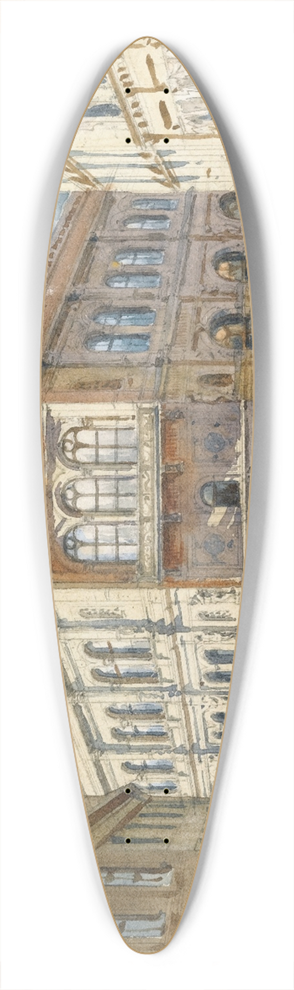Albert Nikolaevich Benois - View Of The Riga Stock Exchange 39.3 inch art pintail longboard deck