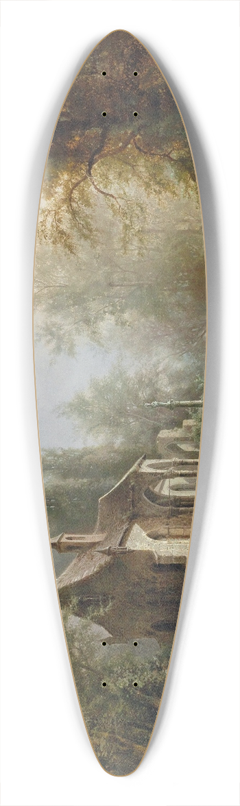 Albert Rieger - A Moonlit Night Over A Chapel And Riders 39.3 inch art pintail longboard deck