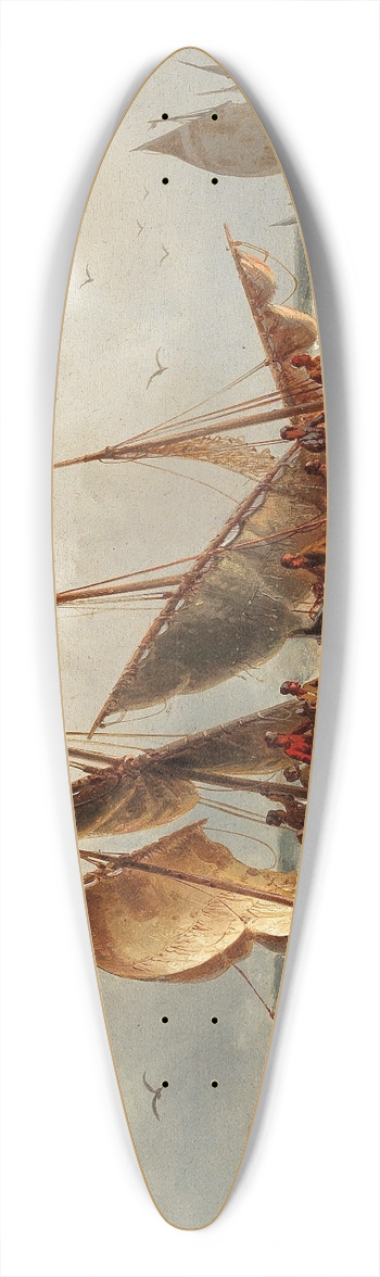 Albert Rieger - Fishermen at Work 39.3 inch art pintail longboard deck