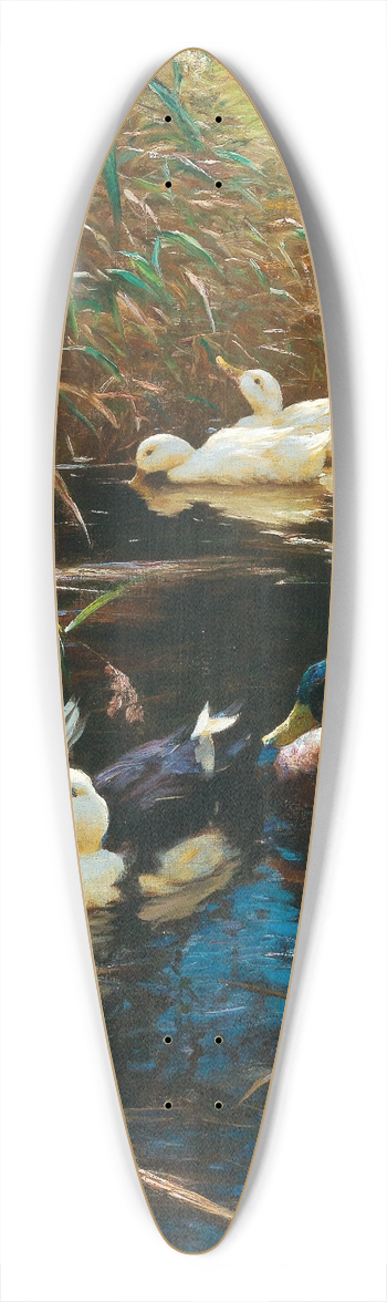 Alexander Koester - Ducks in autumn reeds 39.3 inch art pintail longboard deck
