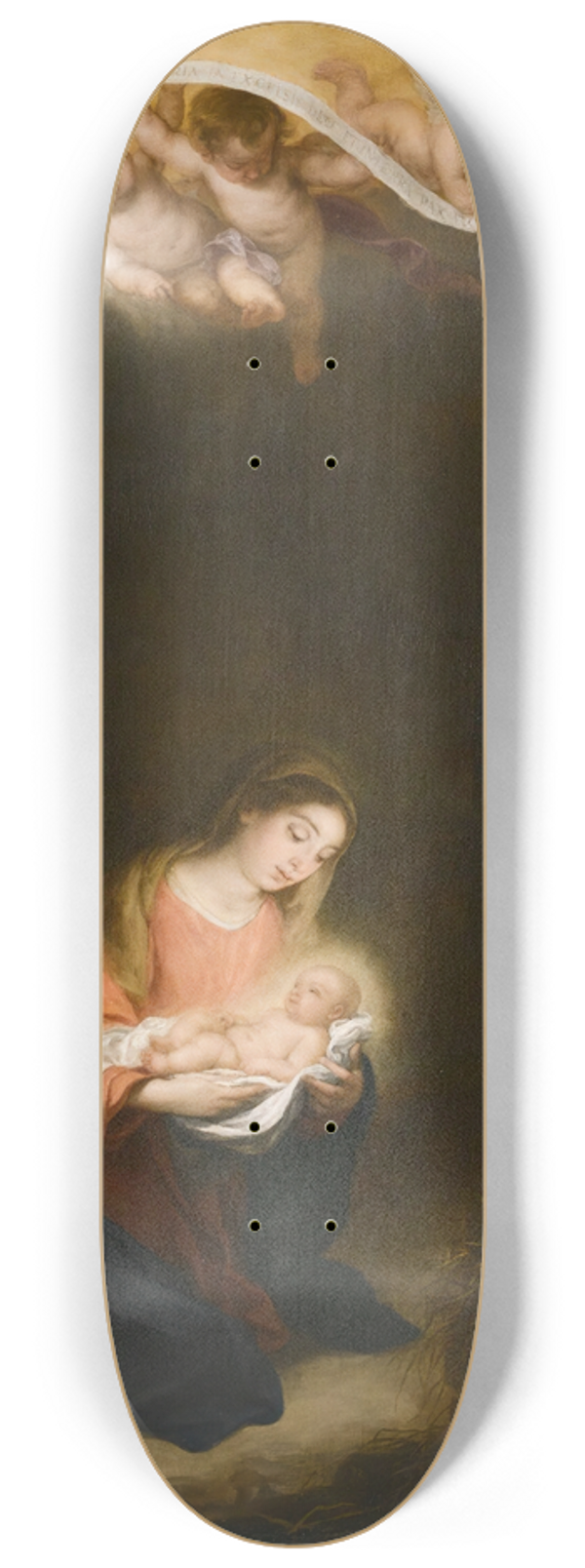 Bartolom Estebn Murillo - A Nocturnal Scene With The Nativity And The Annunciation To The Shepherds Beyond 8.25 inch art skate deck
