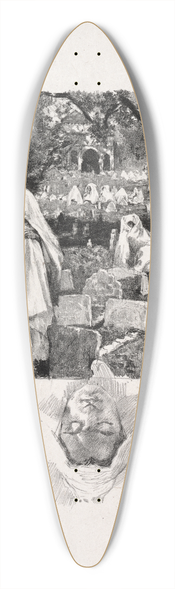 Alexandre Lunois - Moroccan Sketches 39.3 inch art pintail longboard deck