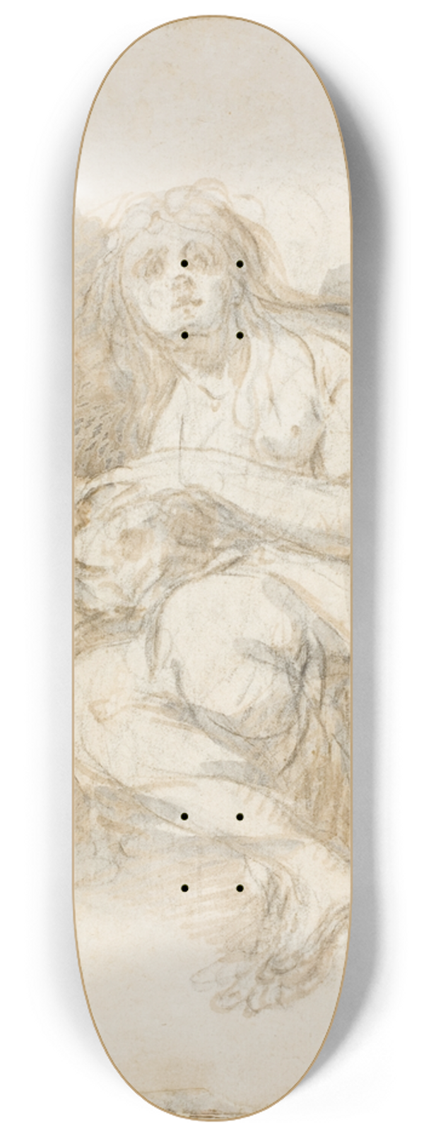Bartolom Estebn Murillo - Female Saint Holding Skull 8.25 inch art skate deck