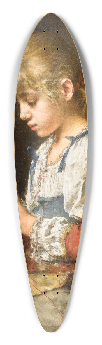 Alexei Harlamoff - Girl Crocheting 39.3 inch art pintail longboard deck