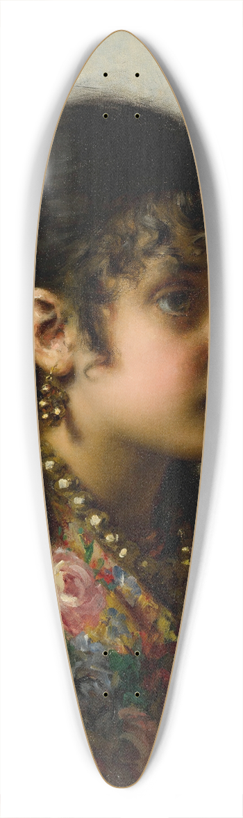 Alexei Harlamoff - Girl With Brass Necklace 39.3 inch art pintail longboard deck