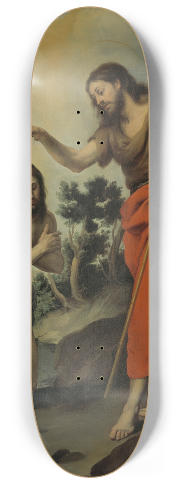 Bartolom Estebn Murillo - The Baptism of Christ 8.25 inch art skate deck