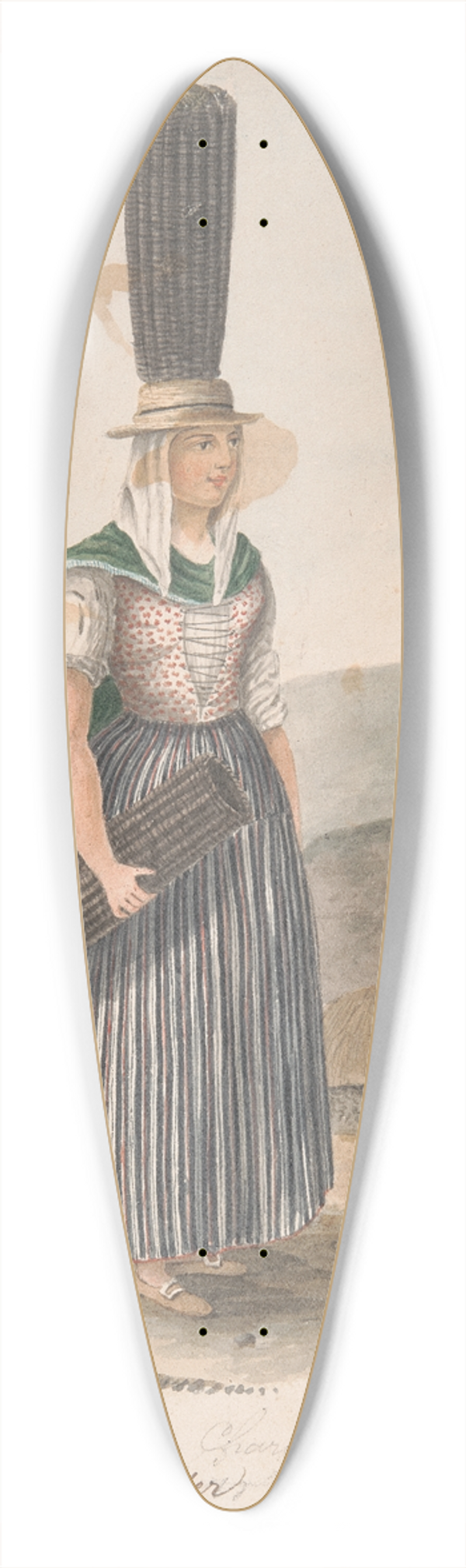 Alfred Diston - Charcoal seller, Tenerife 39.3 inch art pintail longboard deck