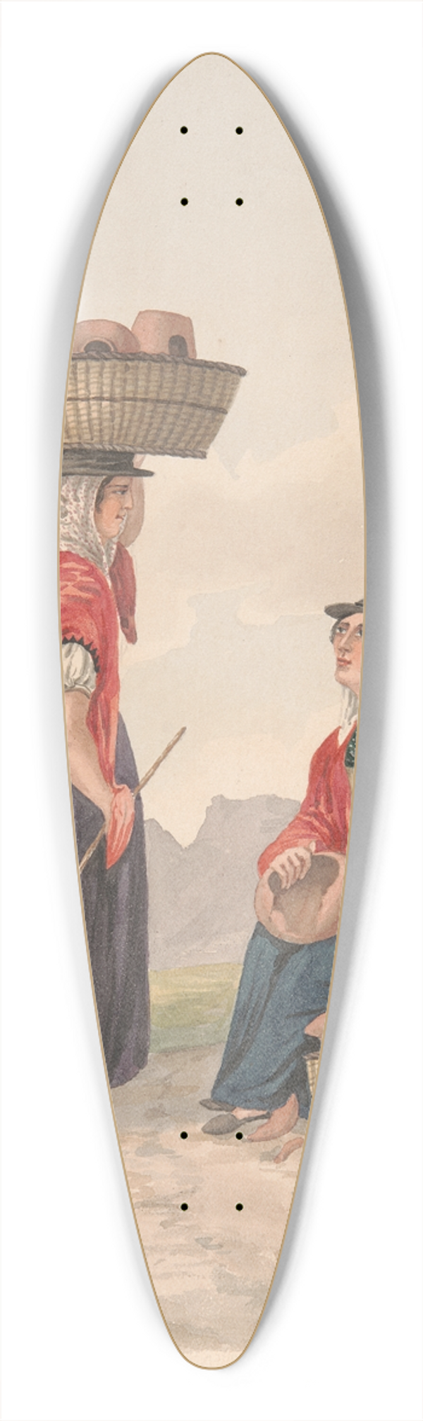 Alfred Diston - Tenerife-Women of Candelaria 39.3 inch art pintail longboard deck