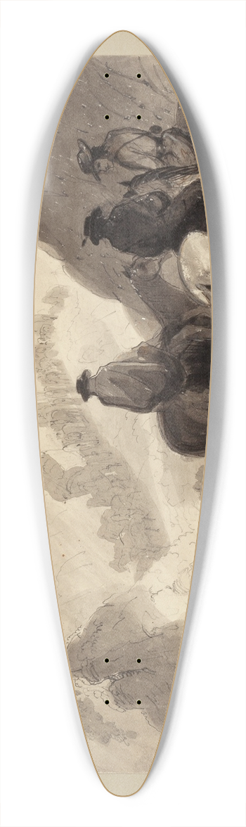 Alfred Jacob Miller - Rocky Pass in a Storm, Caravan Crossing the Heights 39.3 inch art pintail longboard deck