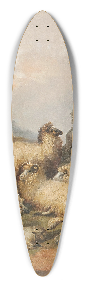 Alfred Morris - A flock of sheep in the Scottish Highlands 39.3 inch art pintail longboard deck