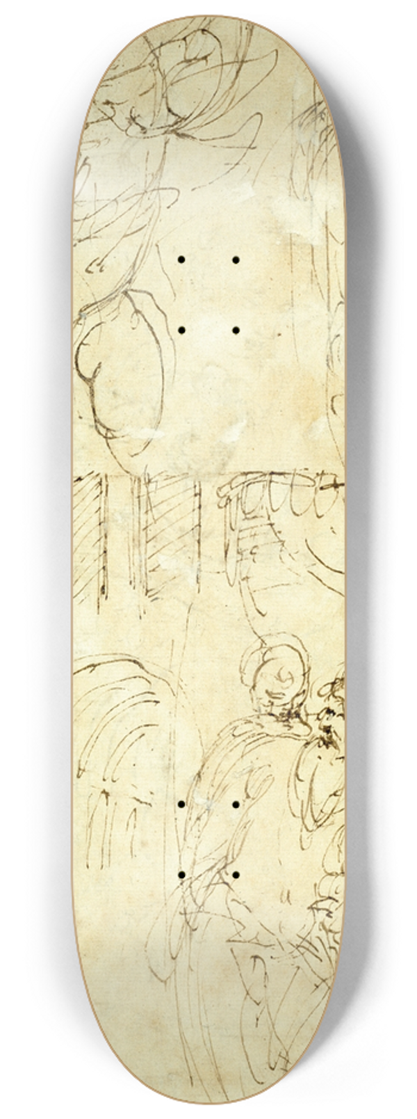 Battista Franco - Sketches of Figures 8.25 inch art skate deck