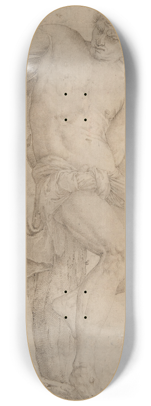 Battista Franco - The Unrepentant Thief on the Cross, Study of a Childs Head at Lower Left, and of an Ear at Lower Right Border 8.25 inch art skate deck